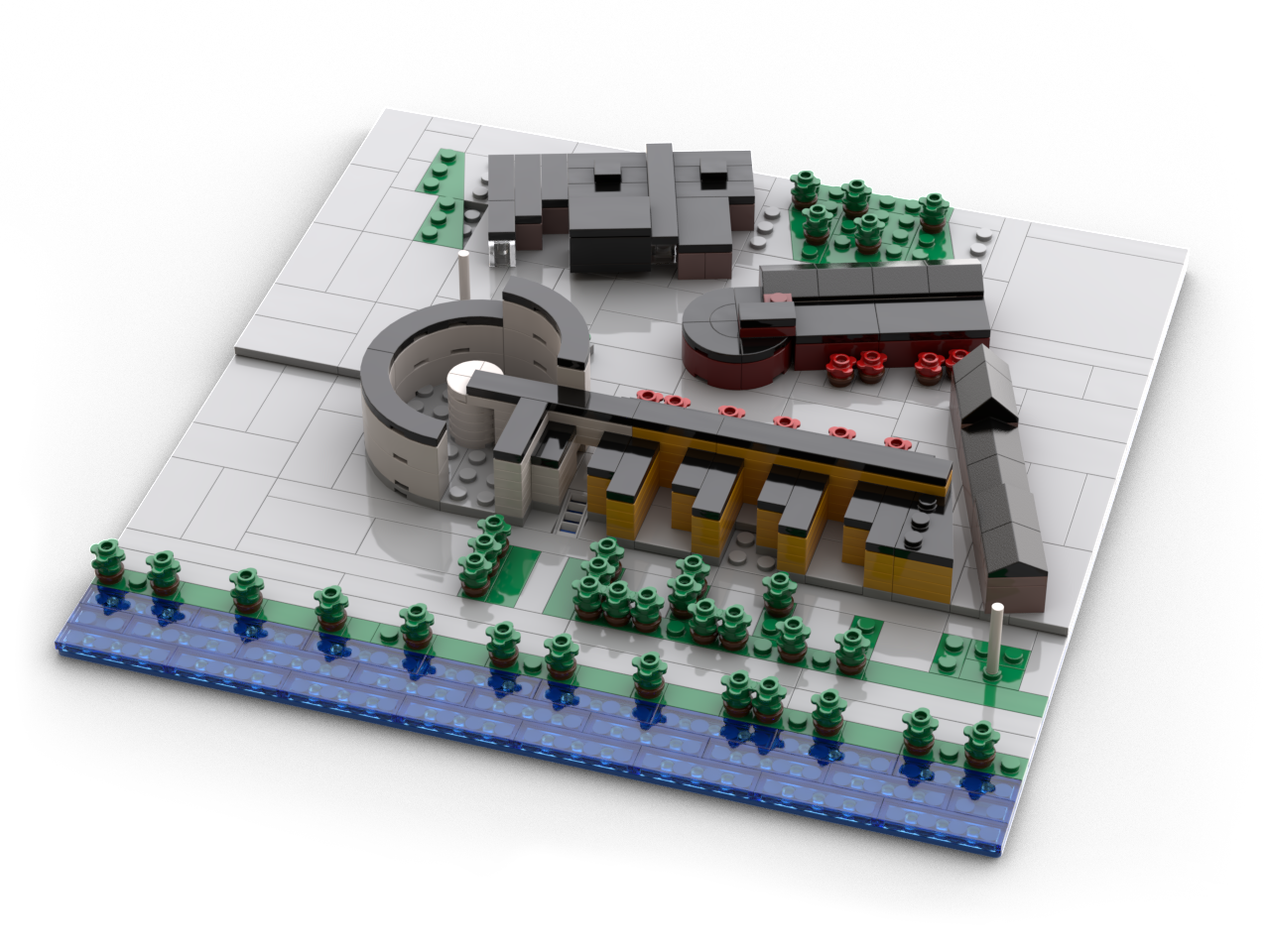 3D-rendering av en LEGO-modell över högskolans campus i Jönköping