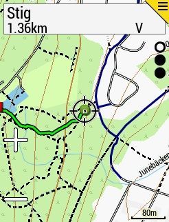 Karta över Vattenledningsparken från en Garmin Edge-enhet