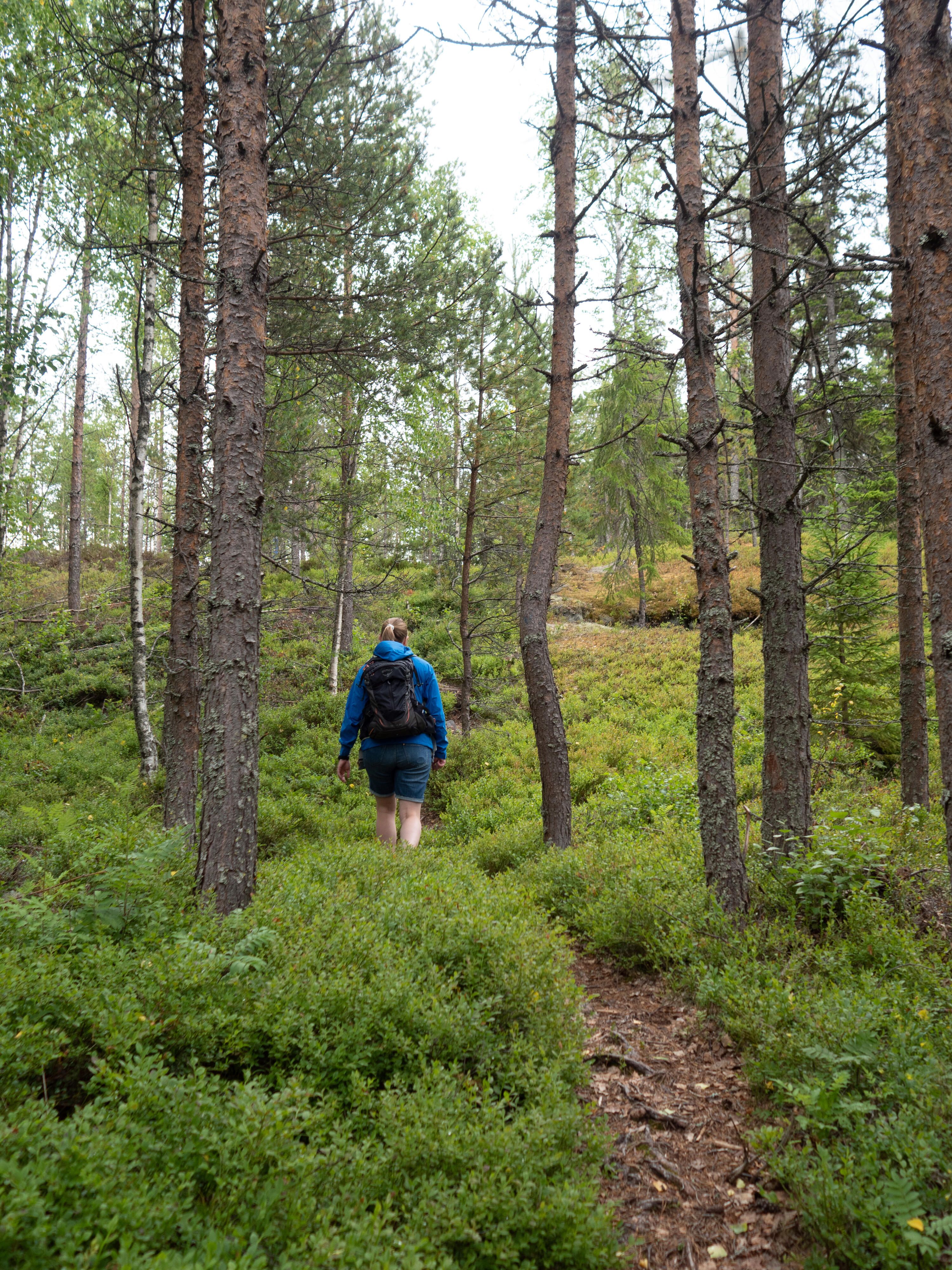 Josefine går uppför en stig