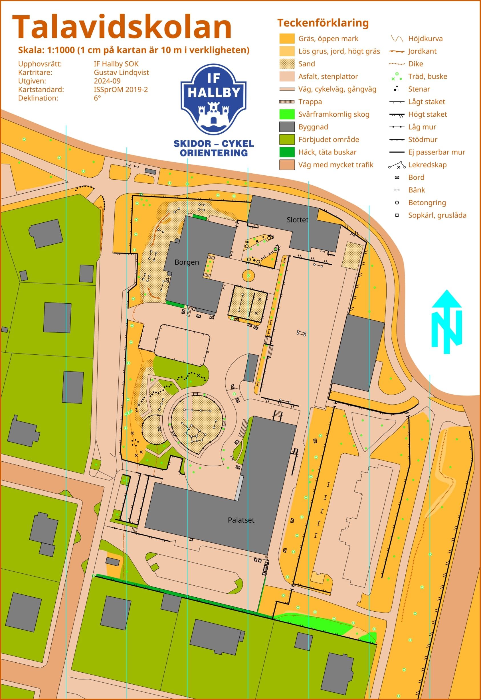 En skolgårdskartan för orientering över Talavidskolan i A4-format